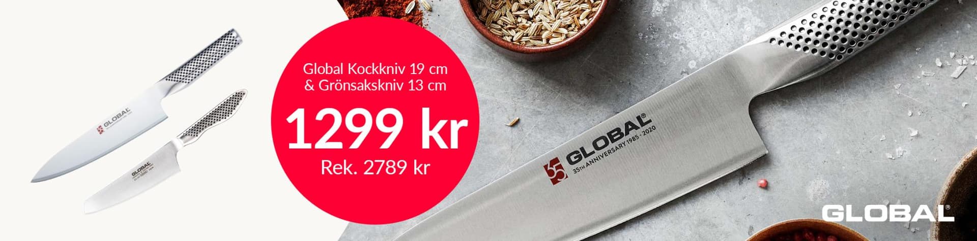 Global Kockkniv 19 cm & Grönsakskniv 13 cm